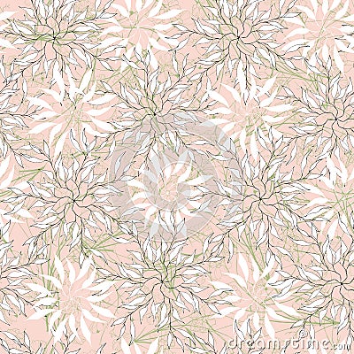 East abstract seamless pattern. Infinite textures of pink color. Indian ornament to decorate fabrics, tiles and paper. Vector Illustration